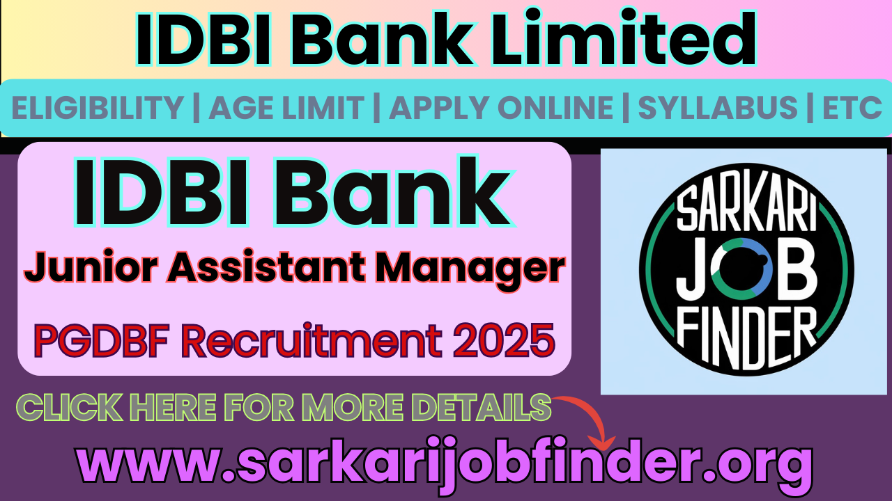 IDBI Bank Junior Assistant Manager 2025